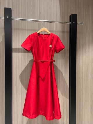 CD short-sleeved Dress Wool Silk Cotton