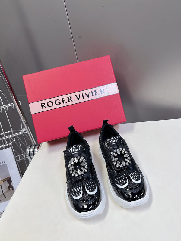 Thick-soled Sneakers Viv Leather Mirrored Mesh Fabric 182227