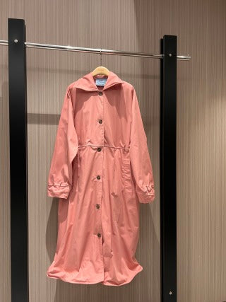 Cappotto lungo Prada 25 in cotone beige e rosa