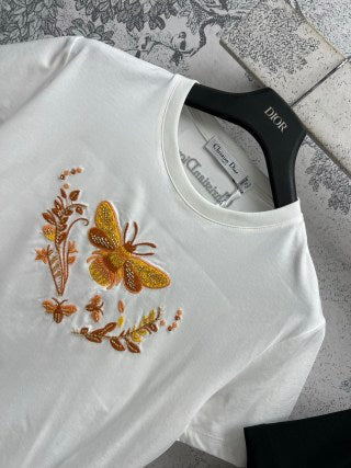 CD 25 Yellow Butterfly Short-sleeved T-shirt cotton