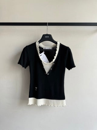 CD Lace Knitted Top Wool