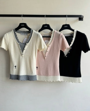 CD Lace Knitted Top Wool