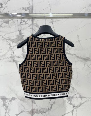 Fendi Knitted Camisole Vest Jacquard Fabric