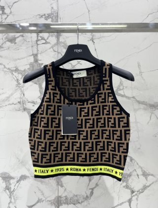 Fendi Knitted Camisole Vest Jacquard Fabric