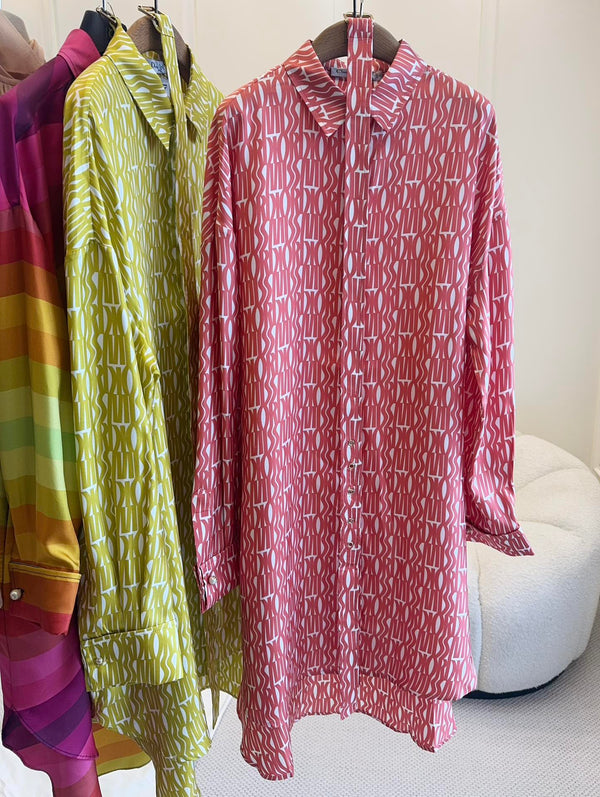 CD 2025 Abito camicia stampato in seta
