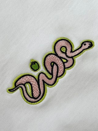 CD 25 Snake-shaped Letter Embroidered Short Sleeves T-shirt Cotton