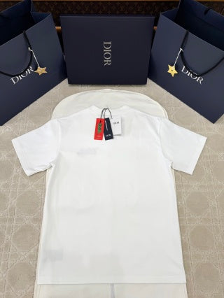 CD 25 Snake-shaped Letter Embroidered Short Sleeves T-shirt Cotton