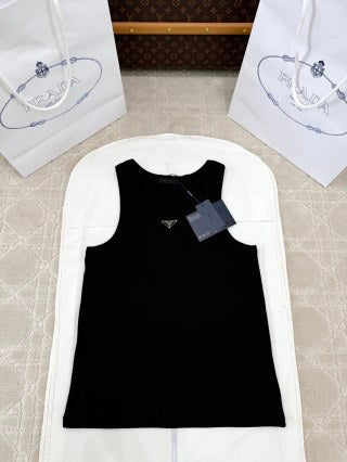 Prada 25 Vest Top Black and White Cotton