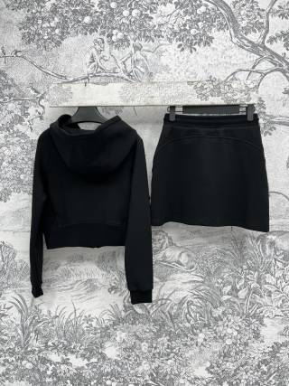 Prada 25 Hooded Jacket and Skirt set Black and Gray Cotton