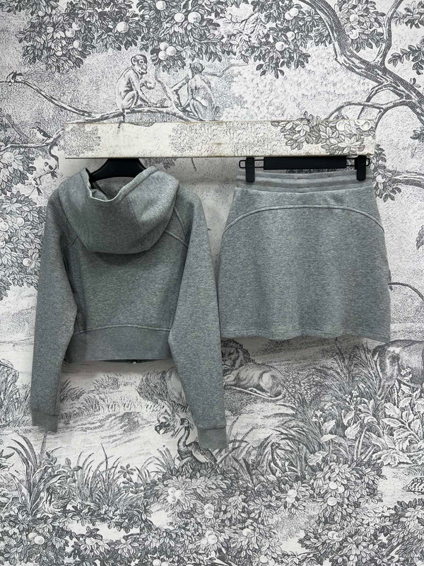 Prada 25 Hooded Jacket and Skirt set Black and Gray Cotton