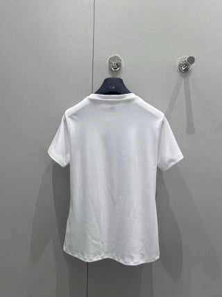 LV 25 Neck Short-Sleeved T-shirt Black White Cotton 213651