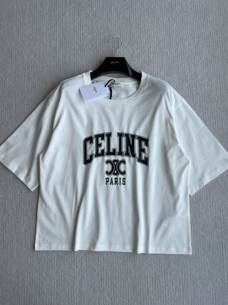 Celine 25 Arc de Triomphe Series Loose Fit Short Sleeve Top Cotton