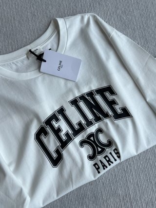 Celine 25 Arc de Triomphe Series Loose Fit Short Sleeve Top Cotton