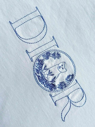 CD 25 Embroidered Grass Cat Short Sleeve cotton