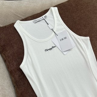 CD 25 Abito gilet ricamato in filo nero bianco cotone