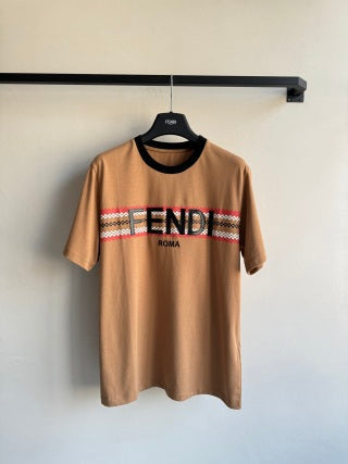 Fendi Embroidered Top Brown White Cotton