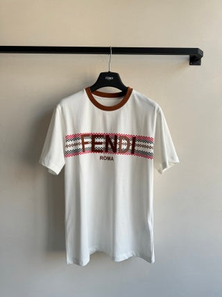 Fendi Embroidered Top Brown White Cotton