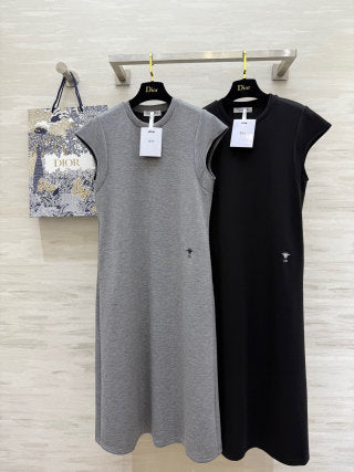 CD 25 Abito in cotone nero e grigio