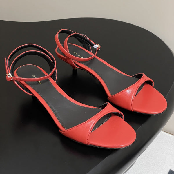 Sandali con tacco alto e cinturino The Row 25S in pelle di pecora rossa da 35 mm 286198