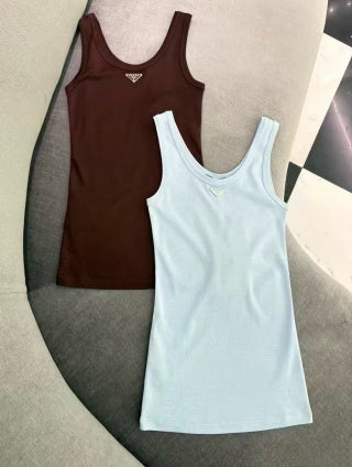 Prada 25 Logo Sleeveless Vest Cotton