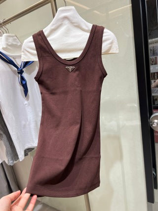 Prada 25 Logo Sleeveless Vest Cotton