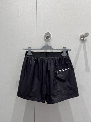 Prada 25 Hooded Triangle Logo Jacket Shorts Suit Black Polyester 217937