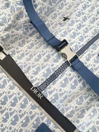 CD 25 Monogram Set Blue Jacquard Fabric