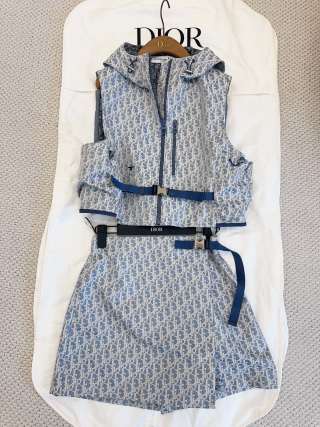 CD 25 Monogram Set Blue Jacquard Fabric