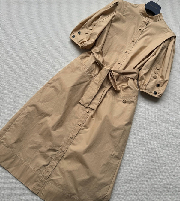 LV Modern Long Skirt White Light Brown Cotton