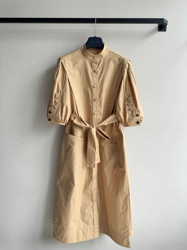 LV Modern Long Skirt White Light Brown Cotton