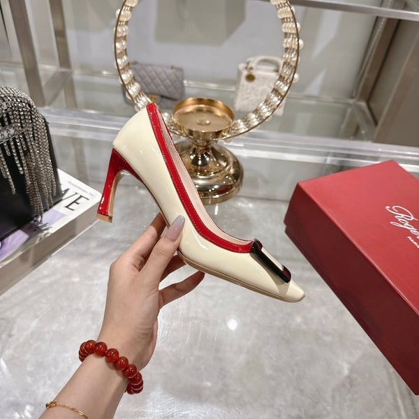 Viv Classic Pumps Beige Cowhide Leather 355497