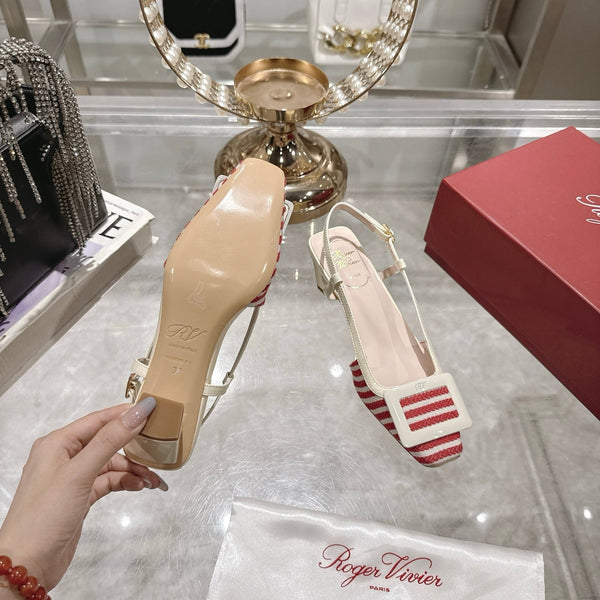 Viv 25 Sling Back Red Floral Cloth Leather 355487