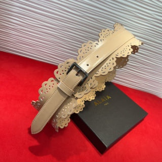 Alaia Belt Beige Soft Cowhide