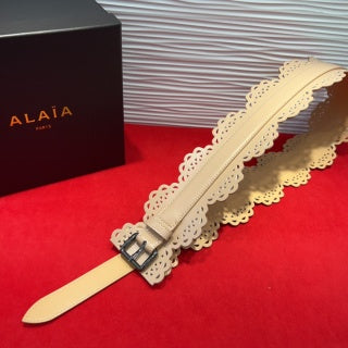 Alaia Belt Beige Soft Cowhide
