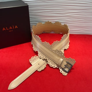 Alaia Belt Beige Soft Cowhide