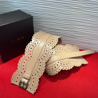 Alaia Belt Beige Soft Cowhide