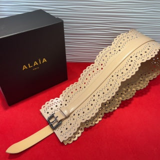 Alaia Belt Beige Soft Cowhide