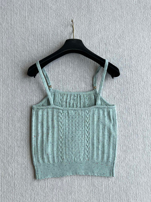 CC 25A Tank Top Mint Green Wool Gold Leaf