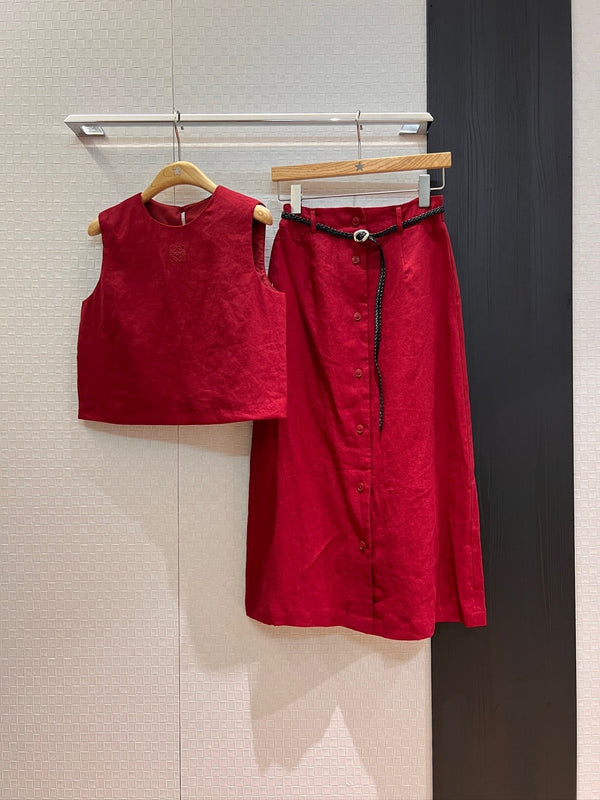 Loewe Set Red And Beige Linen