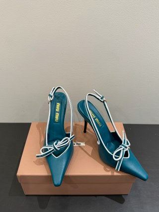Miu slingback pump teal blue leather