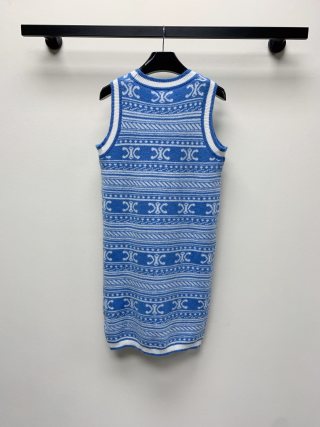 Celine 25 Sleeveless Knit Dress Wool Polyester 277560