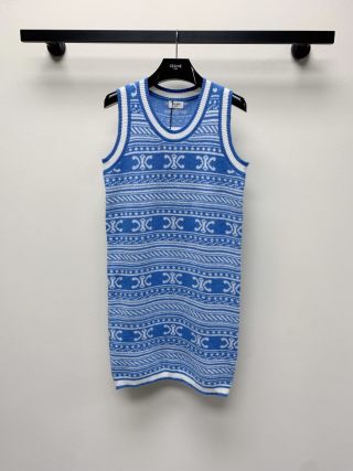 Celine 25 Sleeveless Knit Dress Wool Polyester 277560