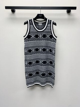 Celine 25 Sleeveless Knit Dress Wool Polyester 277560