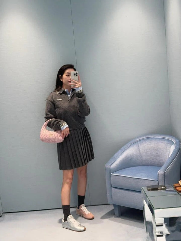 MIUMIU TOP AND SKIRT SET STYLE 373