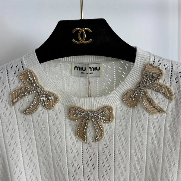 MIUMIU SHORT-SLEEVE KNIT TOP STYLE 397