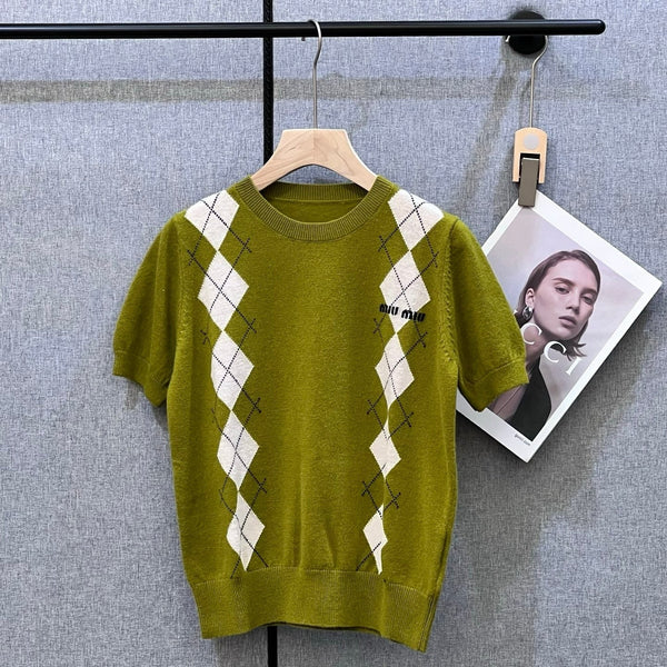 MIUMIU SHORT-SLEEVE KNIT TOP STYLE 367