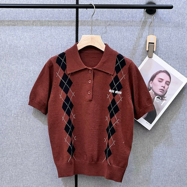 MIUMIU SHORT-SLEEVE KNIT TOP STYLE 365