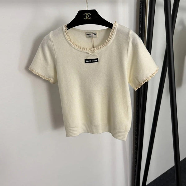 MIUMIU SHORT-SLEEVE KNIT TOP STYLE 381