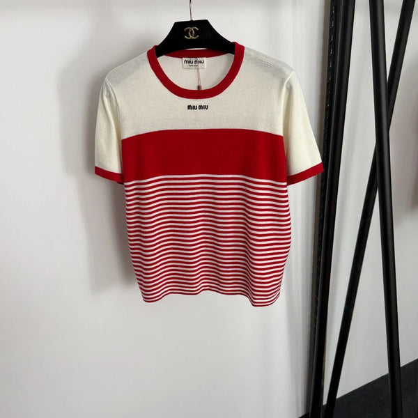 MIUMIU SHORT-SLEEVE KNIT TOP STYLE 360