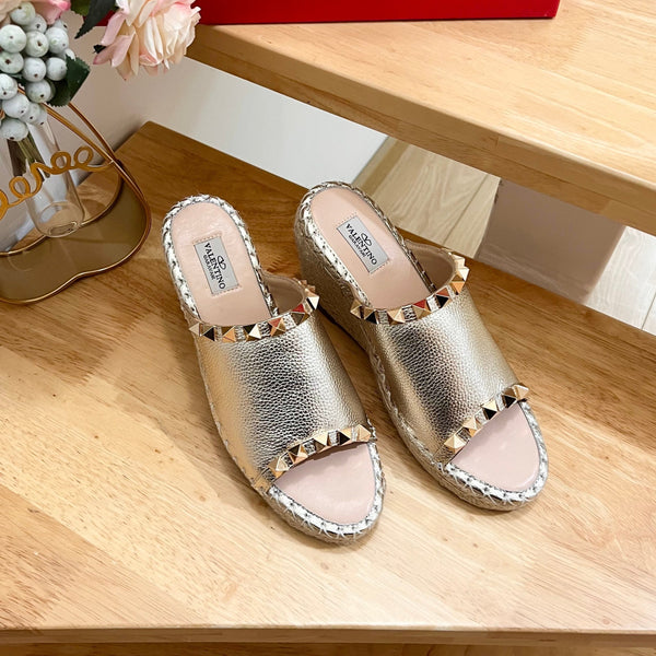 Valentino Mule Wedge Silver Leather 240593